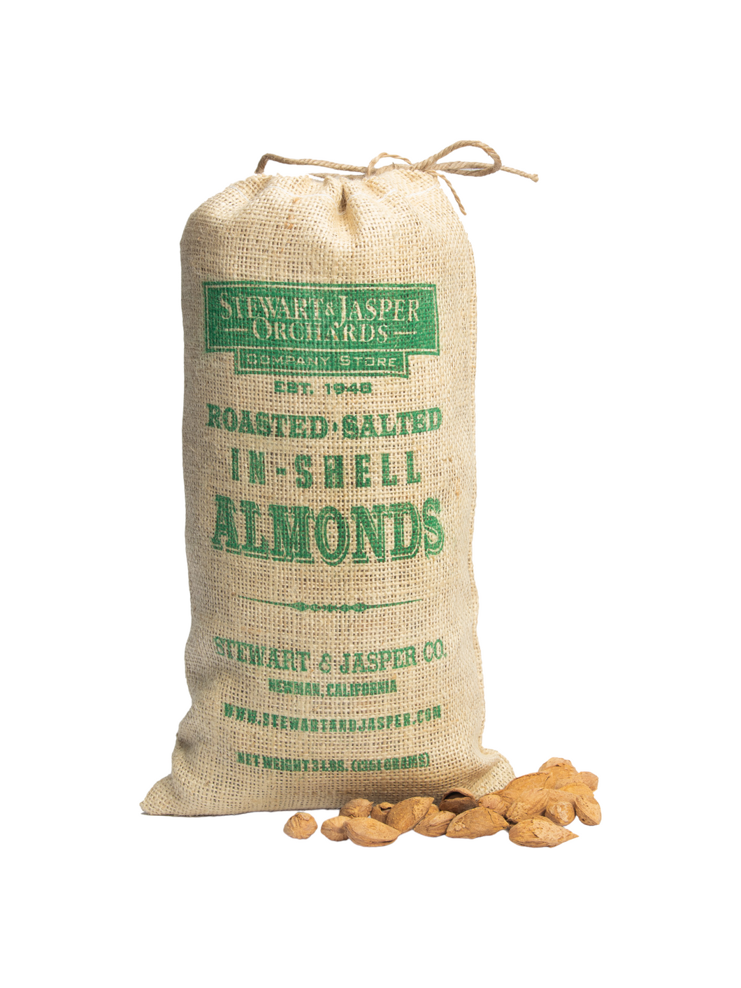 Roasted Salted Inshell Almonds - Burlap Sack